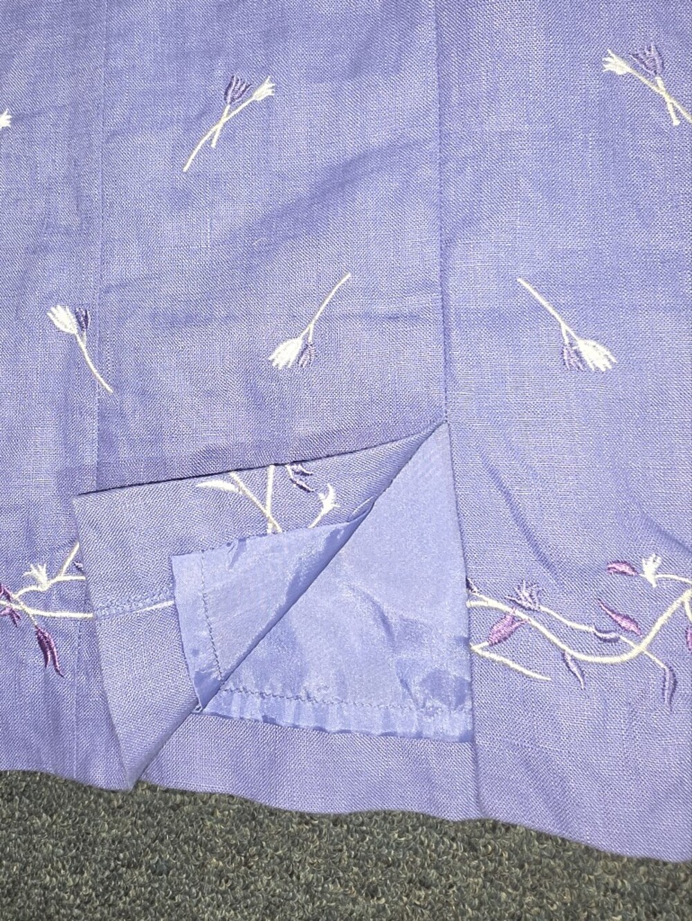 Bagatelle Dress Linen Shift Embroidered Flowers Lavender Petite Size 4P - Picture 10 of 12